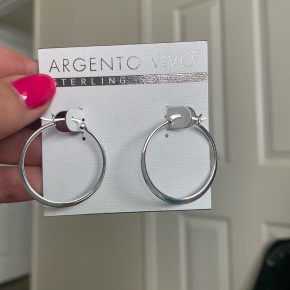 NWT Argento Vivo Sterling Silver Hoops Earrings - 1.25” hoops mini micro - Picture 4 of 4